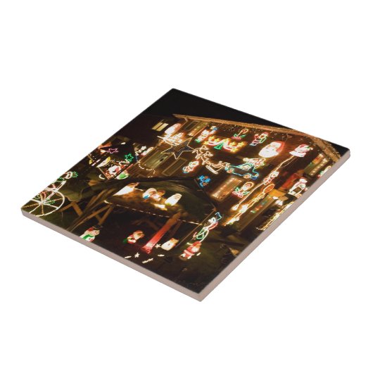 Kerstdecoratie in de openlucht tegeltje (Zijkant)