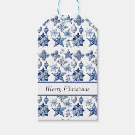 Kerstdecoratie in Delfts Blauw aanpasbaar Cadeaulabel