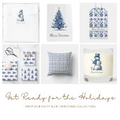 Kerstdecoratie in Delfts Blauw aanpasbaar Cadeaulabel