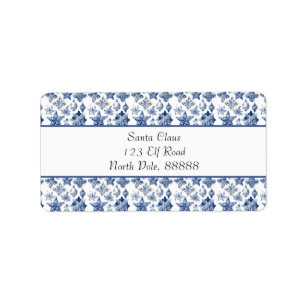 Kerstdecoratie in Delfts Blauw aanpasbaar Etiket