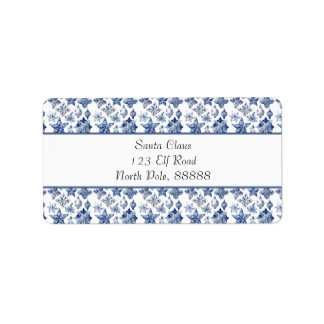Kerstdecoratie in Delfts Blauw aanpasbaar Etiket