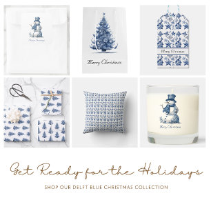 Kerstdecoratie in Delfts Blauw aanpasbaar Glazen Onderzetter