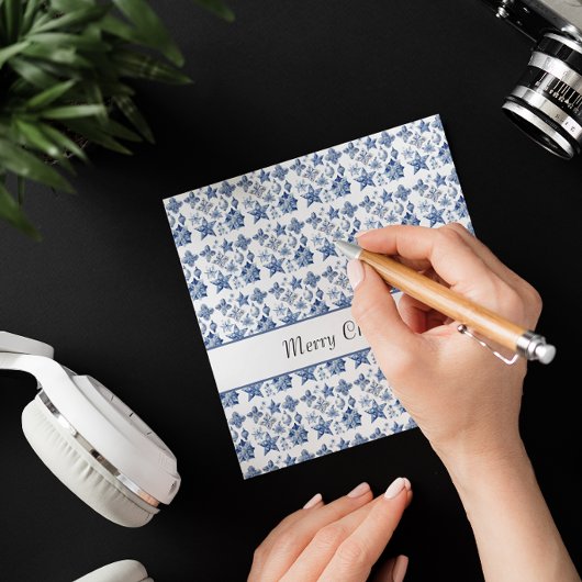 Kerstdecoratie in Delfts Blauw aanpasbaar Kaart