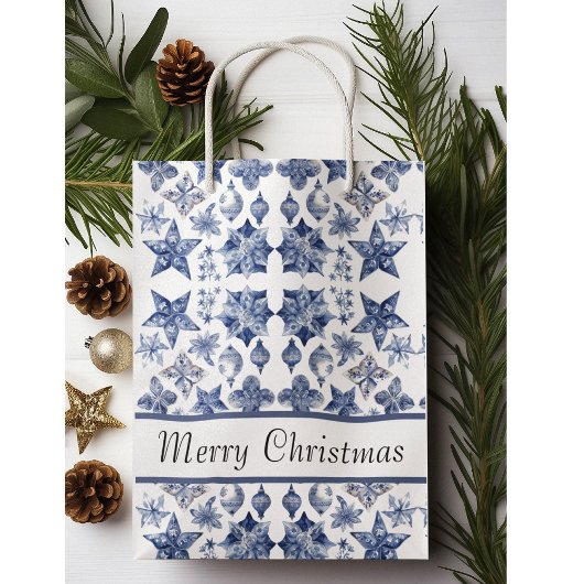 Kerstdecoratie in Delfts Blauw aanpasbaar Medium Cadeauzakje