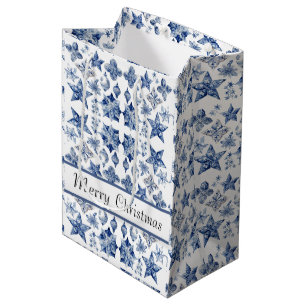 Kerstdecoratie in Delfts Blauw aanpasbaar  Medium Cadeauzakje