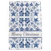Kerstdecoratie in Delfts Blauw aanpasbaar Medium Cadeauzakje (Achterkant)