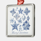 Kerstdecoratie in Delfts Blauw aanpasbaar Metalen Ornament (Links)