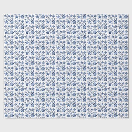 Kerstdecoratie in Delfts Blauw Metaal Ornament Cadeaupapier (Vlak)