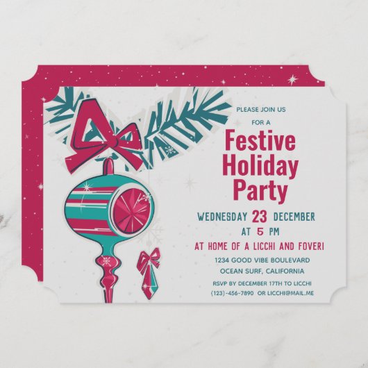 Kerstdecoratie in mid-century modern kaart (Voorkant / Achterkant)