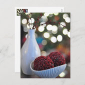 Kerstdecoratie in wit en rood, vaas, ansichtkaart feestdagenkaart (Voorkant / Achterkant)