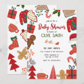 Kerstdecoratie leuk baby shower kaart (Voorkant / Achterkant)