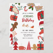 Kerstdecoratie leuke verjaardag kaart (Voorkant / Achterkant)