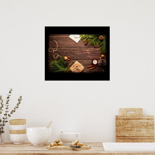 Kerstdecoratie met Barn Wood en Pine Poster (Keuken)