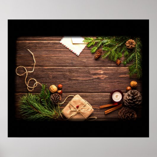 Kerstdecoratie met Barn Wood en Pine Poster (Voorkant)
