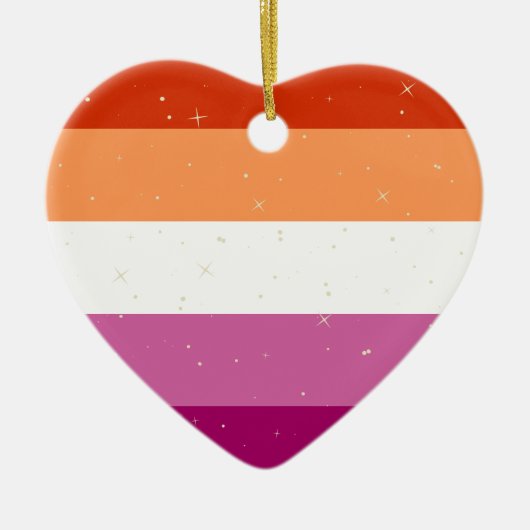 Kerstdecoratie met de Lesbische Pride-vlag Keramisch Ornament (Voorkant)