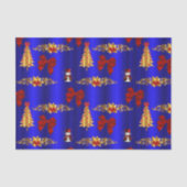 Kerstdecoratie op blauw tissuepapier (Voorkant)