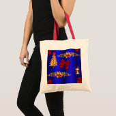 Kerstdecoratie op blauw tote bag (Voorkant (product))