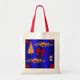 Kerstdecoratie op blauw tote bag
