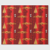 Kerstdecoratie op rood cadeaupapier (Vlak)