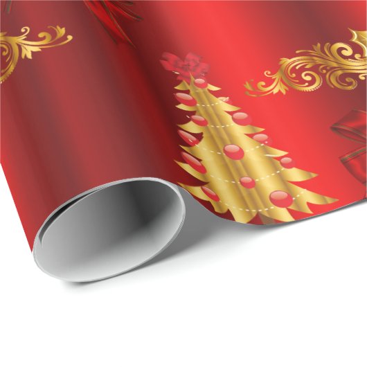 Kerstdecoratie op rood cadeaupapier (Rol Hoek)
