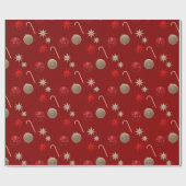 Kerstdecoratie op rood cadeaupapier (Vlak)