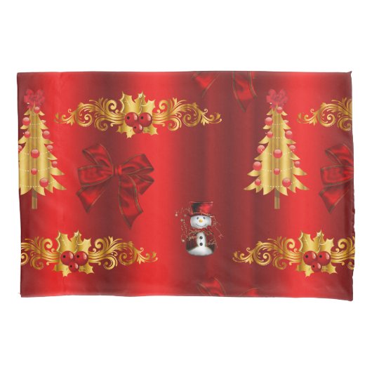 Kerstdecoratie op rood kussensloop (Voorkant)