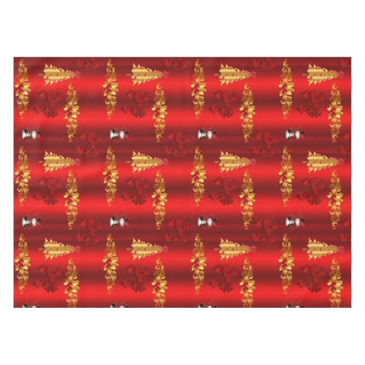 Kerstdecoratie op rood tafelkleed (Voorkant (Horizontaal))