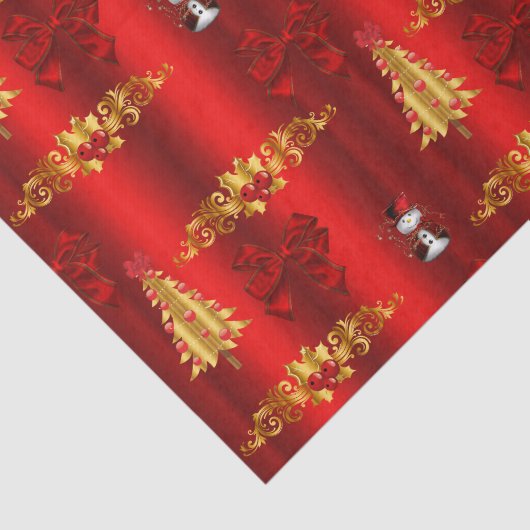 Kerstdecoratie op rood tissuepapier (Detail)