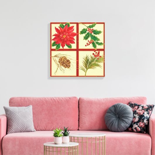 Kerstdecoratie Quad Canvas Afdruk (Insitu (Woonkamer))