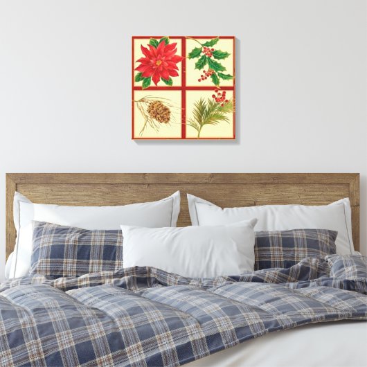 Kerstdecoratie Quad Canvas Afdruk (Insitu (Slaapkamer))