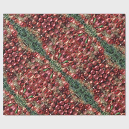 Kerstdecoratie Red Baubles Fir Kaleidoscopic Cadeaupapier (Vlak)