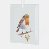 Kerstdecoratie - Robin Red Chest Glas Ornament (Voorkant links)