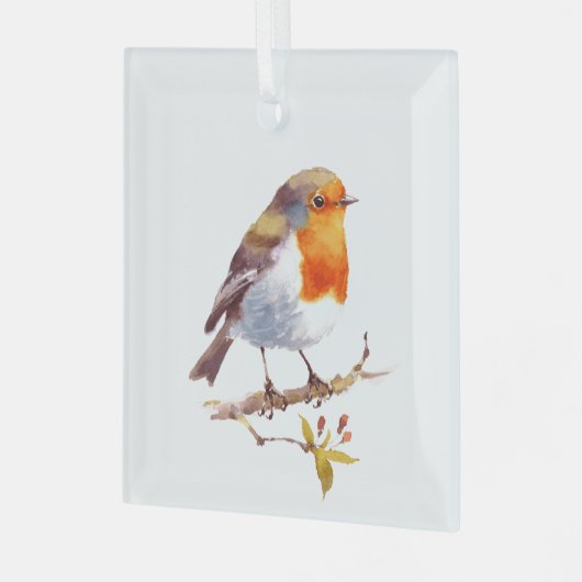 Kerstdecoratie - Robin Red Chest Glas Ornament (Voorkant links)