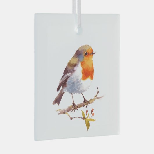 Kerstdecoratie - Robin Red Chest Glas Ornament (Voorkant Rechts)