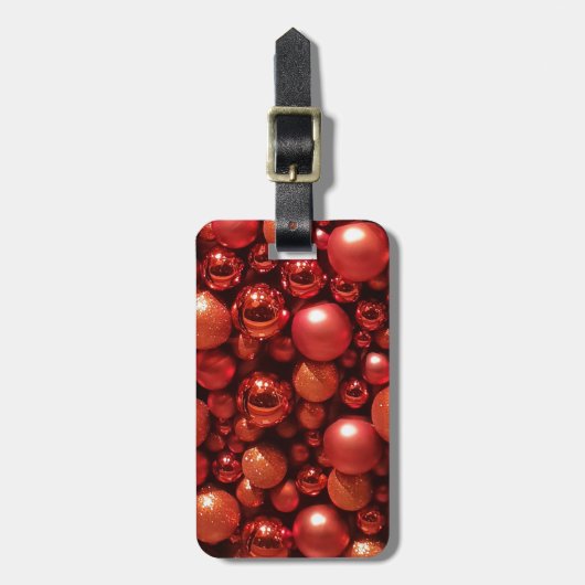 Kerstdecoratie Rode Baubles Bagagelabel (Voorkant verticaal)