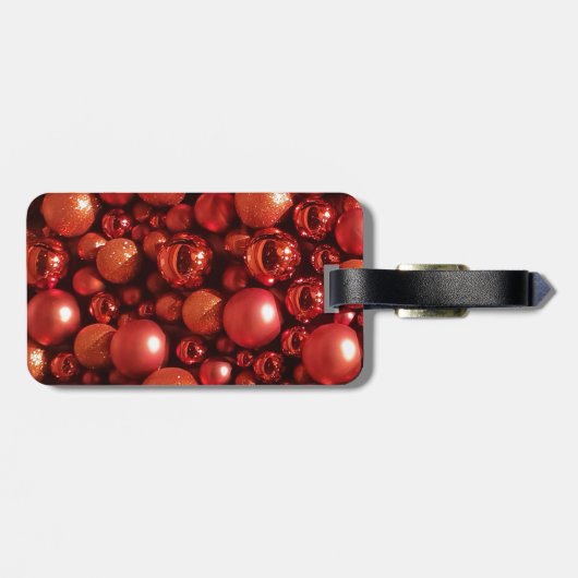 Kerstdecoratie Rode Baubles Bagagelabel (Achterkant horizontaal)