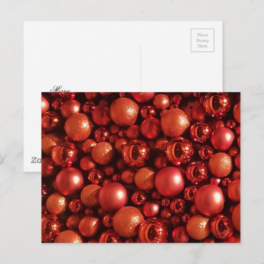 Kerstdecoratie Rode Baubles Briefkaart (Voorkant / Achterkant)