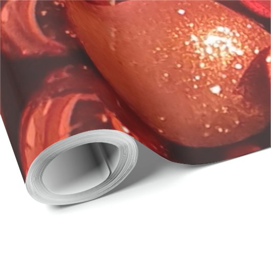 Kerstdecoratie Rode Baubles Cadeaupapier (Rol Hoek)