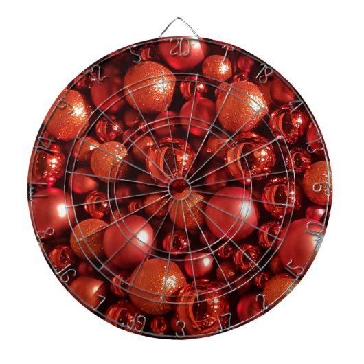 Kerstdecoratie Rode Baubles Dartbord (Voorkant)
