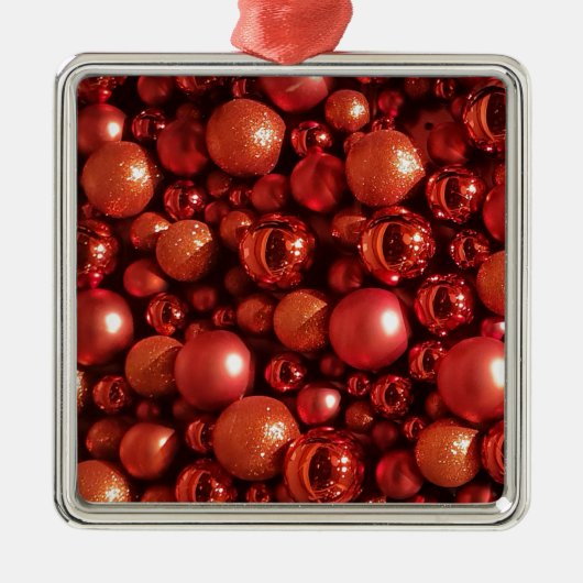 Kerstdecoratie Rode Baubles Metalen Ornament (Voorkant)