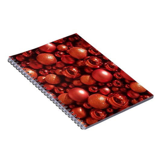 Kerstdecoratie Rode Baubles Notitieboek (Rechterzijde)