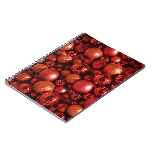 Kerstdecoratie Rode Baubles Notitieboek (Linkerzijde)