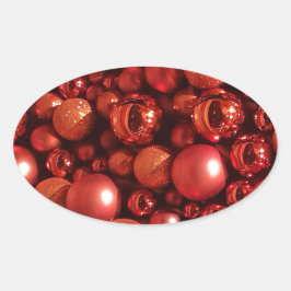 Kerstdecoratie Rode Baubles Ovale Sticker