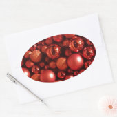 Kerstdecoratie Rode Baubles Ovale Sticker (Envelop)