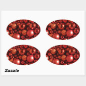 Kerstdecoratie Rode Baubles Ovale Sticker (Vel)