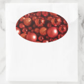 Kerstdecoratie Rode Baubles Ovale Sticker (Tas)