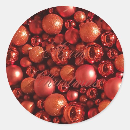 Kerstdecoratie Rode Baubles Ronde Sticker (Voorkant)
