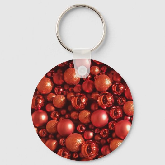Kerstdecoratie Rode Baubles Sleutelhanger (Voorkant)