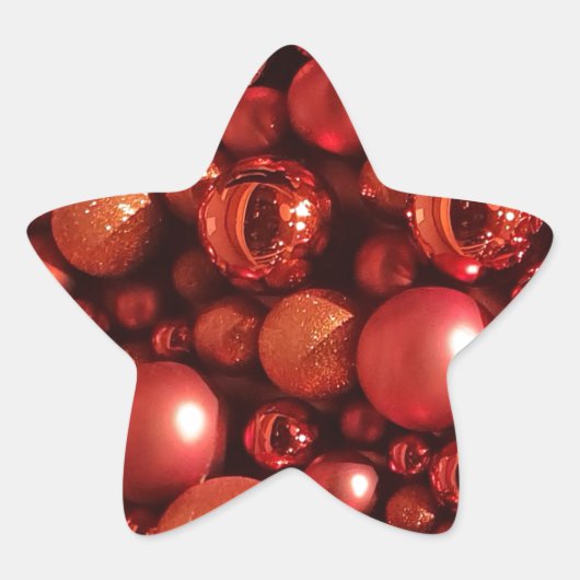 Kerstdecoratie Rode Baubles Ster Sticker (Voorkant)