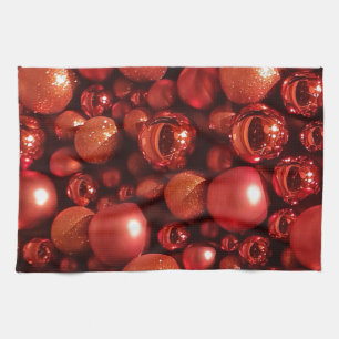 Kerstdecoratie Rode Baubles Theedoek